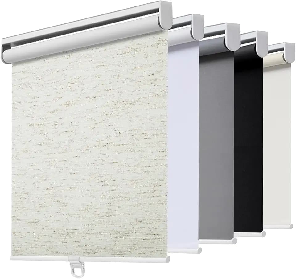 AOSKY Blackout Cordless Roller Shade for Windows, 23"W x 72"H, Linen Cream