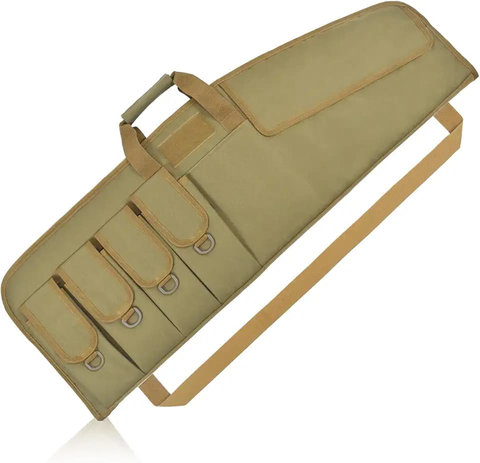 AUMTISC Tactical Case, Soft Carrying Bag with 6 Pouches, Fastening Straps Inside, Lockable Zippers, and Shoulder Sling, 36/42 Inch