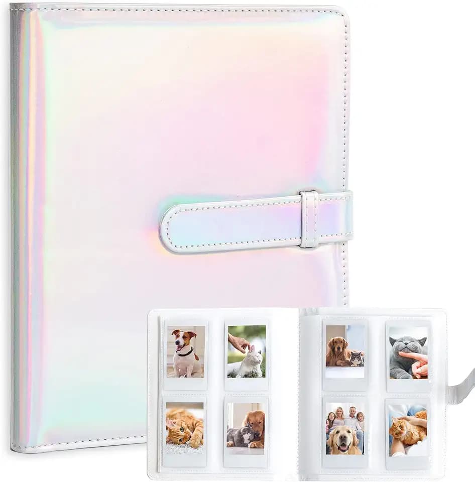 128 Pockets Mini Photo Album for Fujifilm Instax Mini Camera, Polaroid Snap, Z2300, SocialMatic Instant Cameras & Zip Instant Printer (Magic Silver)