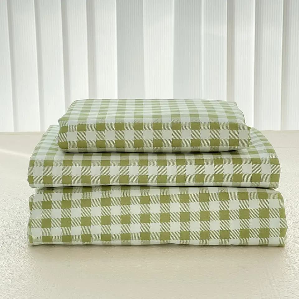 NSNLGSGC Sage Green Gingham Twin Sheet Set