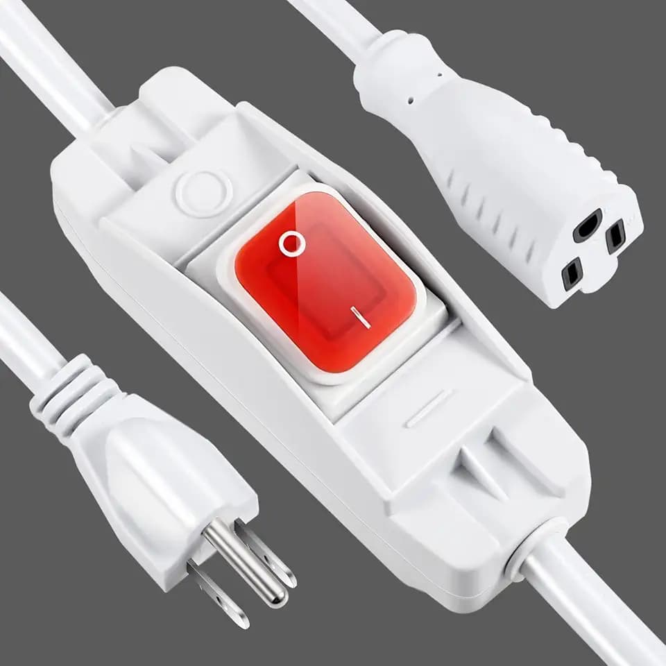Outdoor Waterproof On/Off Switch Extension Cord, Heavy Duty 125v/250v Black SJTW Cord (10 Ft, White)