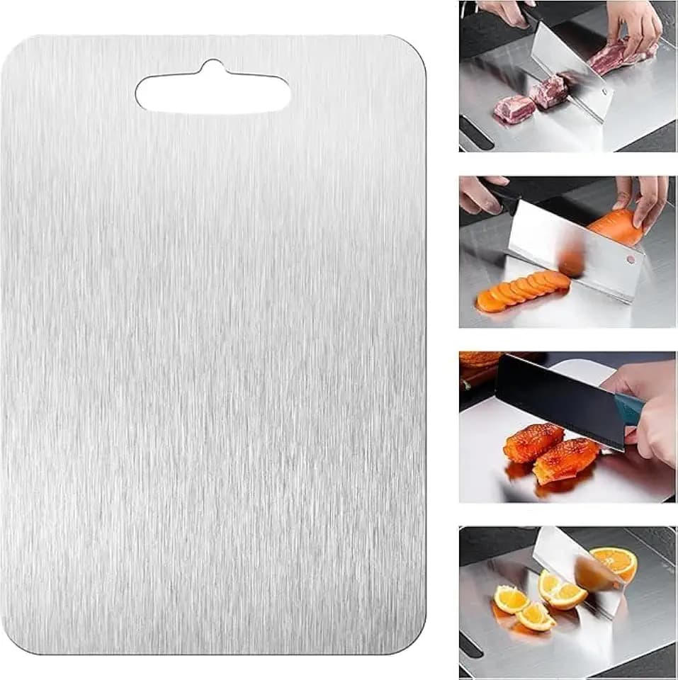 Katori Titanium Cutting Board,100% Pure Titanium Cutting Boards for Kitchen Non Toxic,Double Sided Dishwasher Safe Cutting Board for Meat,Fruits and Vegetables,Easy To Clean(1PC-L:15.35 * 11.02)