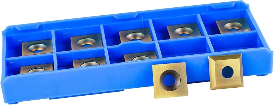 SpeTool 10pcs Squres Carbide Insert Replacement ATS Coating for Spoilboard Surfacing Router Bit(12mmx12mm, 2.2mm Thick), 35 Degree Cutting Angle, Straight -Hole
