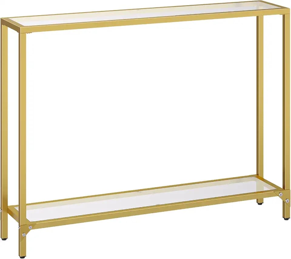 HOOBRO 39.4" Narrow Console Table, Tempered Glass Sofa Table