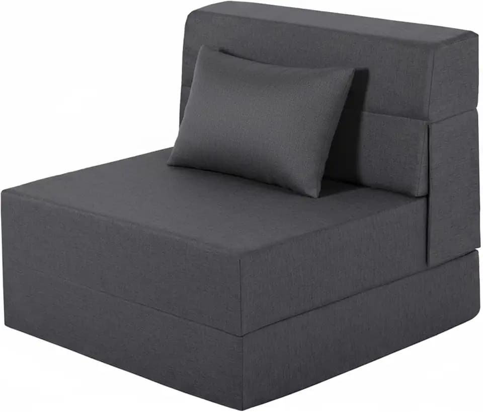 Fvkind Convertible Sleeper Chair, Removable Cover, Single Size, Gray