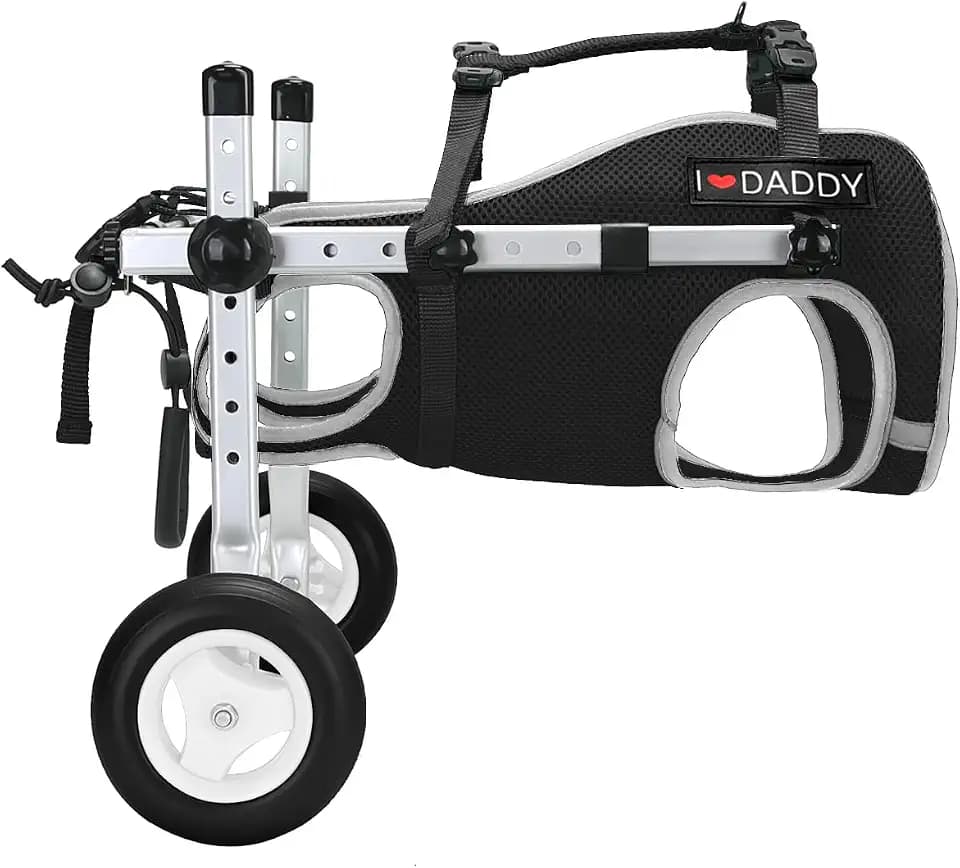 Dog Wheelchair for Back Legs,Adjustable Lightweight Aluminum Profile Pet Wheel Chair Has Added Hand-Carrying Assistance and Reflective Functions for Small Medium Dogs and Cats