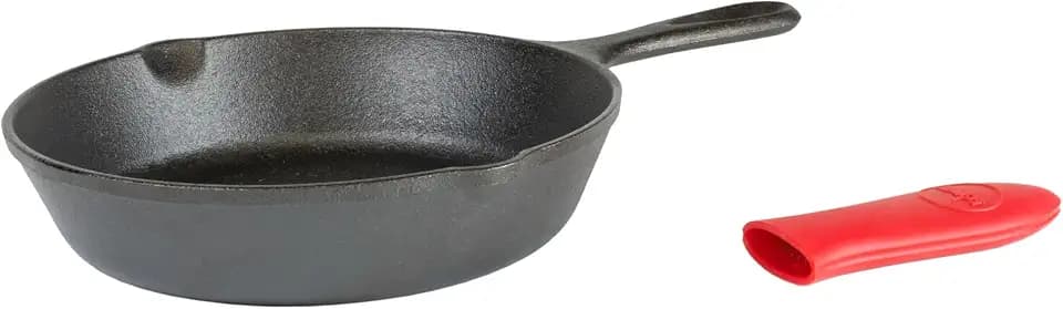 Lodge Cast Iron Skillet with Mini Silicone Handle Holder, 8 Inches