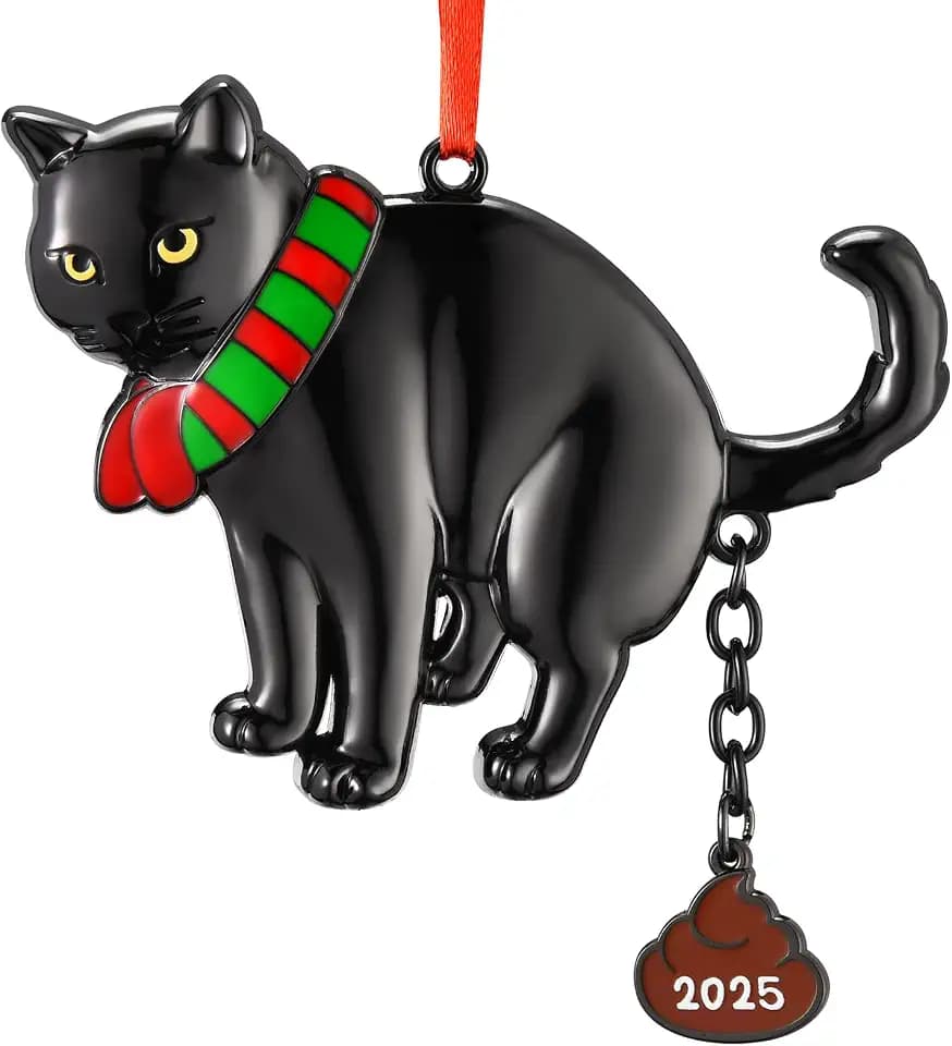 Christmas Ornament 2025, Funny Cat Ornaments for Xmas Tree Decoration Black