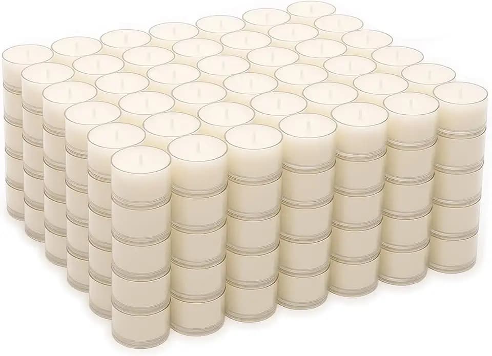 Stonebriar Tea Light Candles — 8 Hour Burn Time, Unscented Long-Lasting Clear Cup Candles for Home Décor & Special Occasions, Pack of 192, White