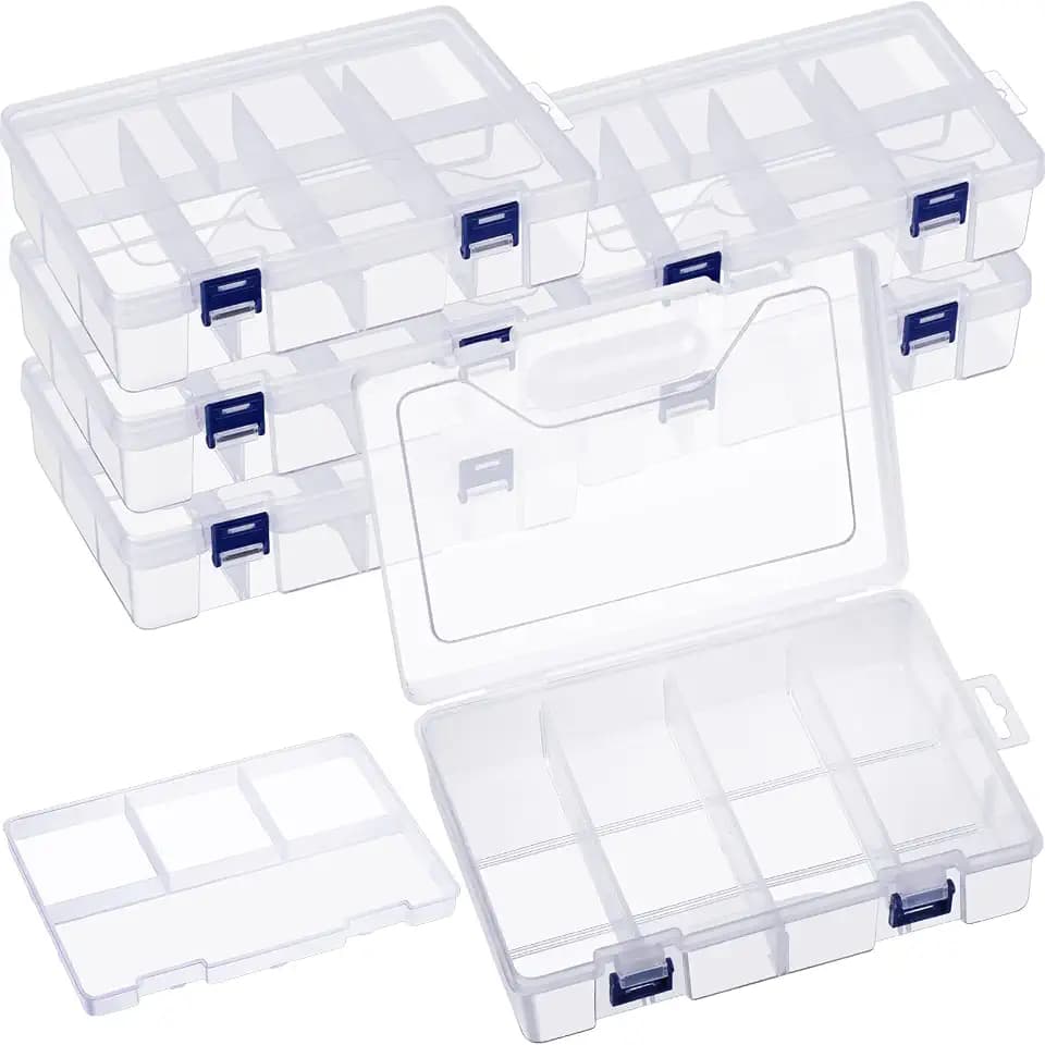 Honoson 6 Pack Fishing Tackle Box Organizer, Clear Waterproof Movable Tray