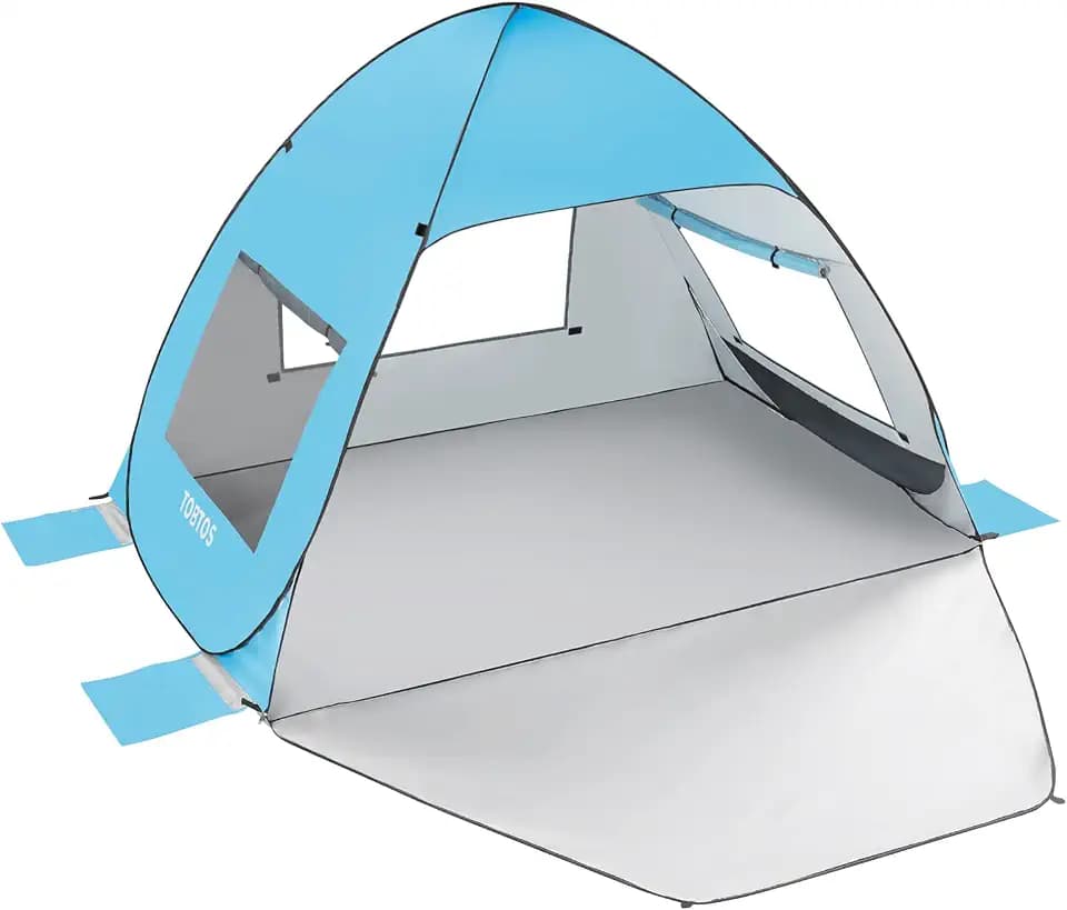 TOBTOS UPF 50+ Pop Up Beach Tent, Easy Set Up Beach Umbrella, UV Protection Portable Sun Shelter, Lightweight with Carry Bag