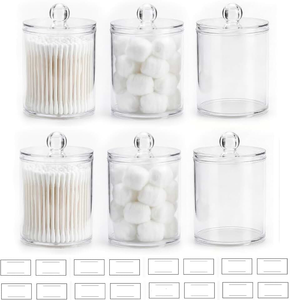novelinks Acrylic Plastic Qtip Holder Dispenser (Clear, 6 Pack)