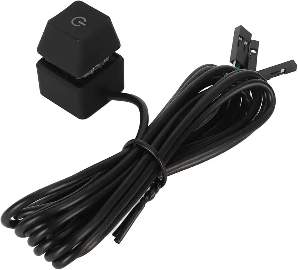 ASHATA Power-Taste für PC, Netzschalter für Desktop-Computer, 6,6 m lang, 7 Farben, hellblauer Schalter, mechanische Tasten, Schalter