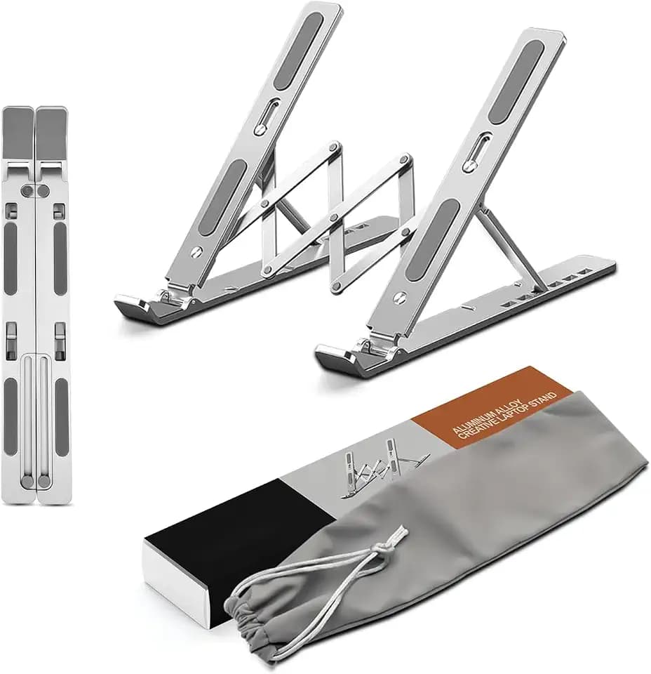 Stick Well Extra Starker Verstellbarer Laptophalter, Ständer, Laptophalterung für den Schreibtisch, Belüfteter Notebookhalter, Kompatibel mit MacBook Air, Pro, Dell (15,6 Zoll), Silber