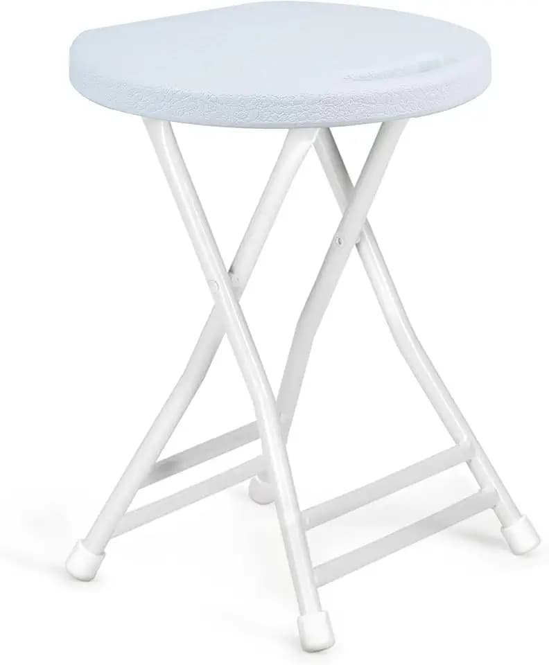 COOZMENT Folding Stool with Handle, Folding Chair,Folding Bar Stool with Non-Slip Feet,Indoor and Outdoor Foldable Stool for Adults(13"×11.5"×18")