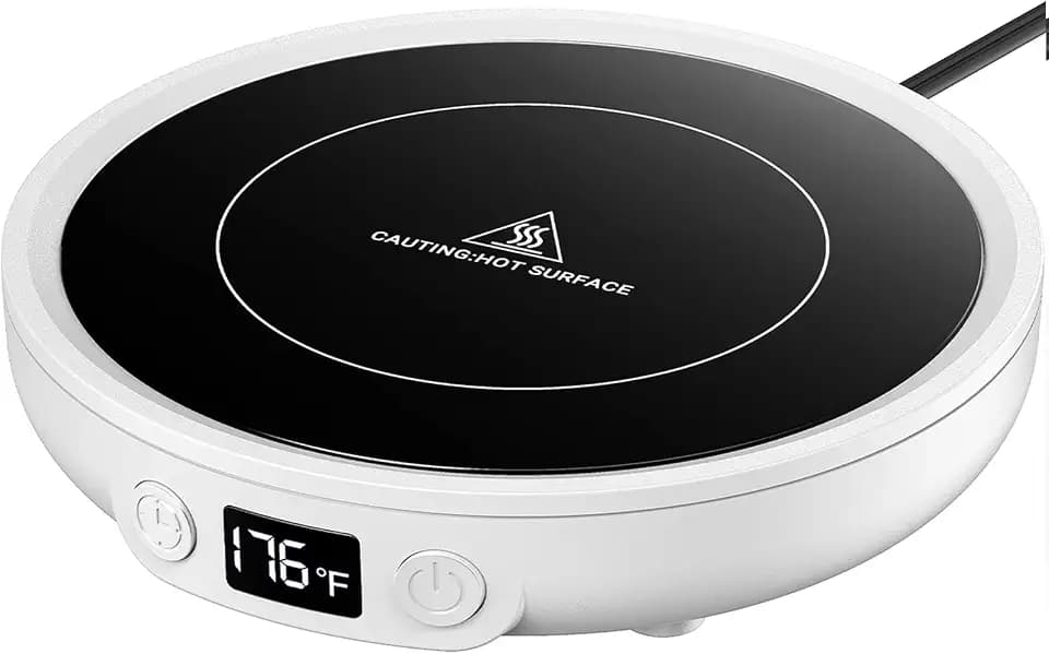 SWEETFULL Mug Warmer for Desk, Coffee Cup Warmer with Timer - White