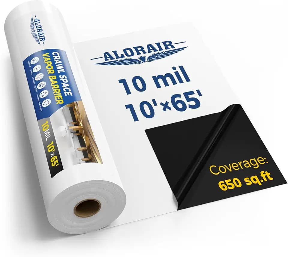 ALORAIR 10 mil Crawl Space Vapor Barrier 10' x 65' Plastic Sheeting