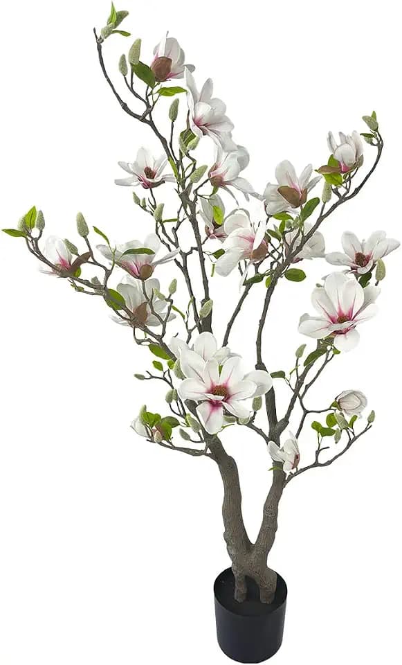 4FT Pink Magnolia Tree, 1 Pack Faux Tree Indoor Outdoor Decor