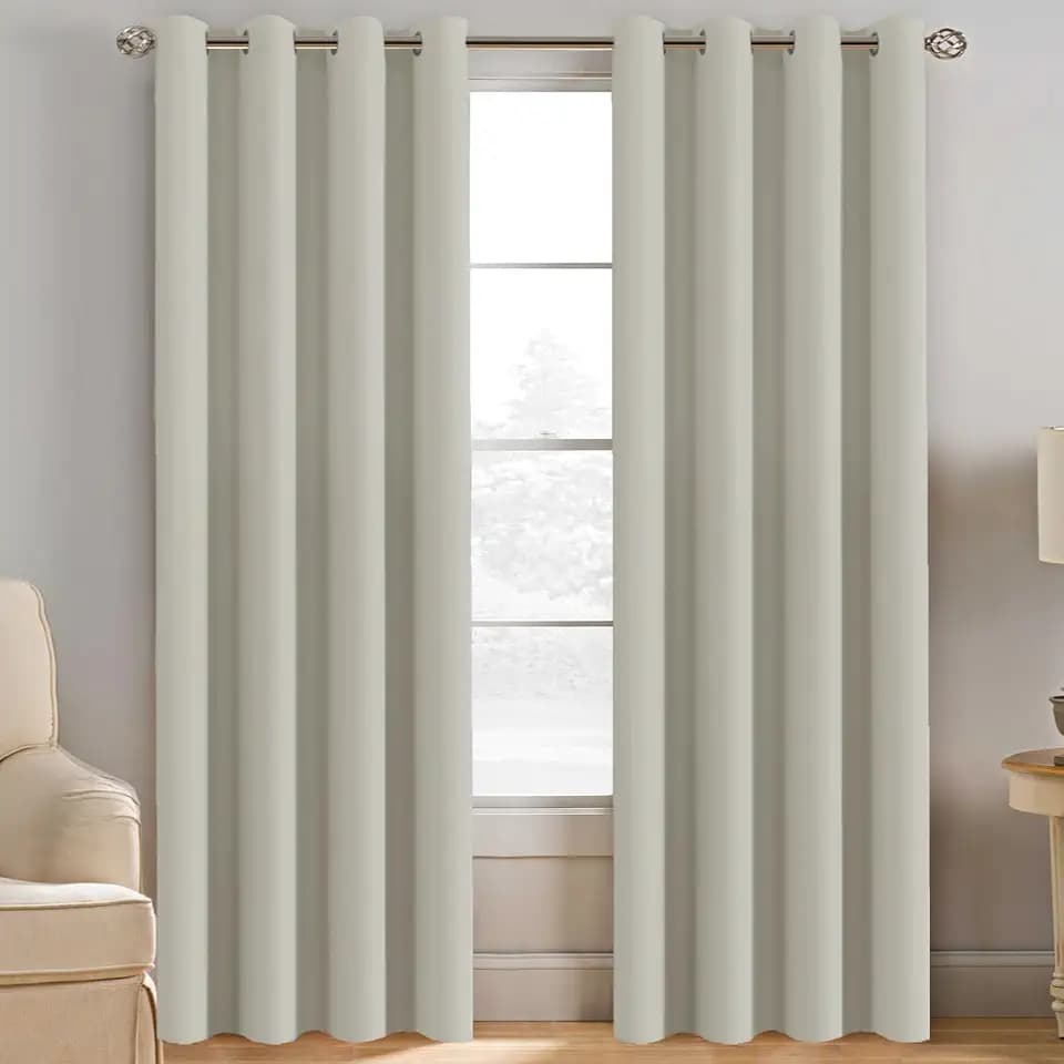 H.VERSAILTEX Room Darkening Curtains for Bedroom Thermal Insulated Living Room Curtains 120 Inch Long Grommet Privacy Protection Window Curtain Panels/Drapes for Nursery, 2 Panels, Ivory/Cream