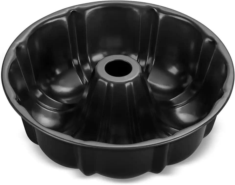 P&P CHEF 10 Inch Black Non-stick Cake Pan, Carbon Steel Fluted Tube Pan