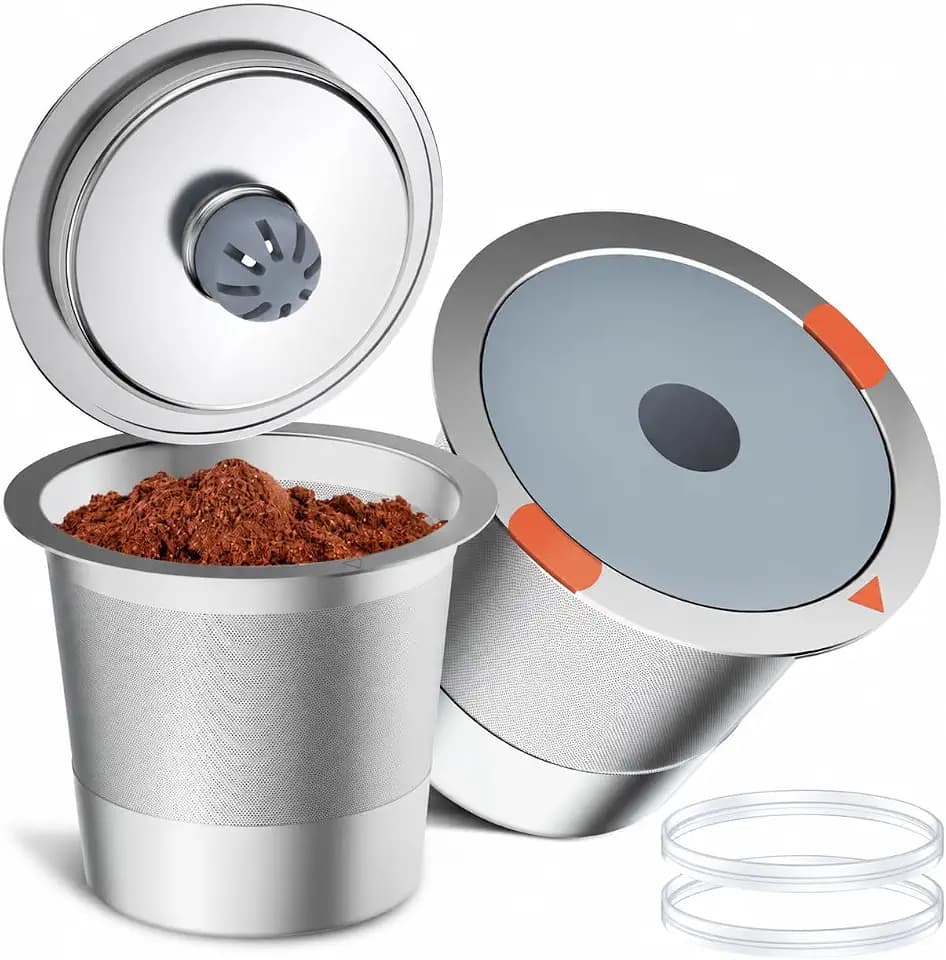 Noalto Reusable K Cups and Coffee Pods,Universal stainless steel k Cups for Keurig 2.0 and 1.0 Coffee Makers machine(2pack)