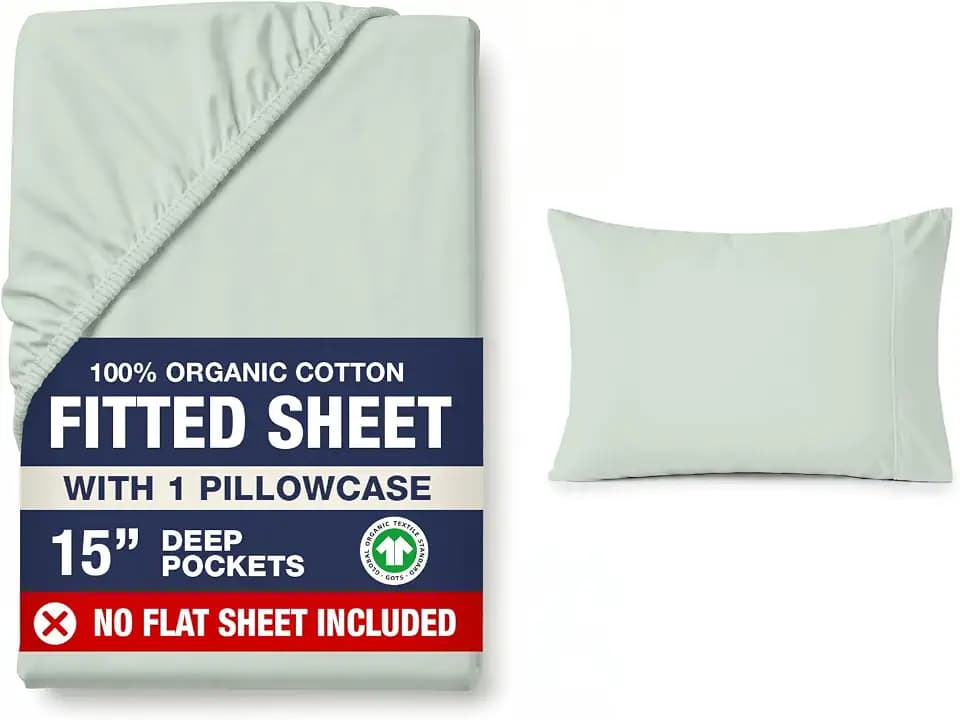 LANE LINEN Fitted Sheets Twin Size, Charcoal 2-Piece Set (1 Fitted Sheet, 1 Pillowcase), Percale Weave, Ultra Soft, Breathable,Fits Mattress Upto 15'' Deep - Cool Blue (No Flat Sheet)