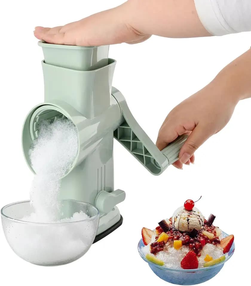 Manual Ice Shaver, Shaved Ice Maker & Snow Cone Maker with Hand Crank, Suction Base and Stainless Steel Blades, Rotary Ice Shaver for Snow Cones, Shaved Ice, Desserts and Frozen Treats