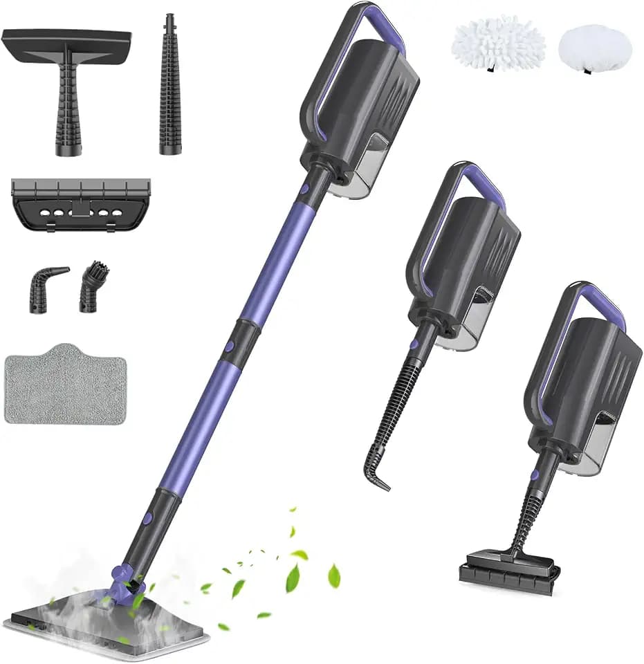 6-in-1 Steam Mop with Detachable Steam Cleaner(Light Purple)