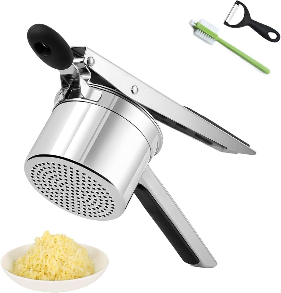 Potato Ricer Stainless Steel, Large Potato Masher 15oz, Heavy Duty Ricer Kitchen Tool for Perfect Mashed Potatoes, Potato Press and Mash Kitchen Gadget, Spaetzle Maker for Noodle