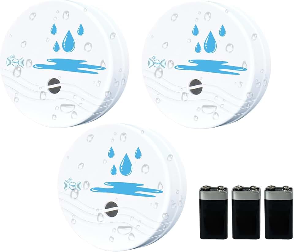 3 Pack Water Leak Detectors for Home,100dB Water Alarm Basement