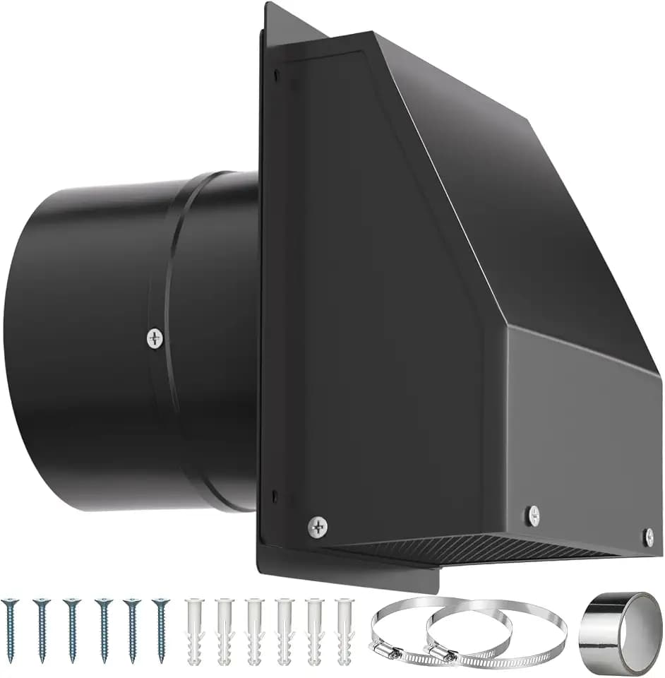 6 Inch Wall Vent with Damper & Screen, Galvanized Steel Hooded Wall Exhaust Vent,Outdoor Exterior Air Vent Cover, External Extractor 6" Wall Vent Hood for House Kitchen Range Hood Air Ventilation