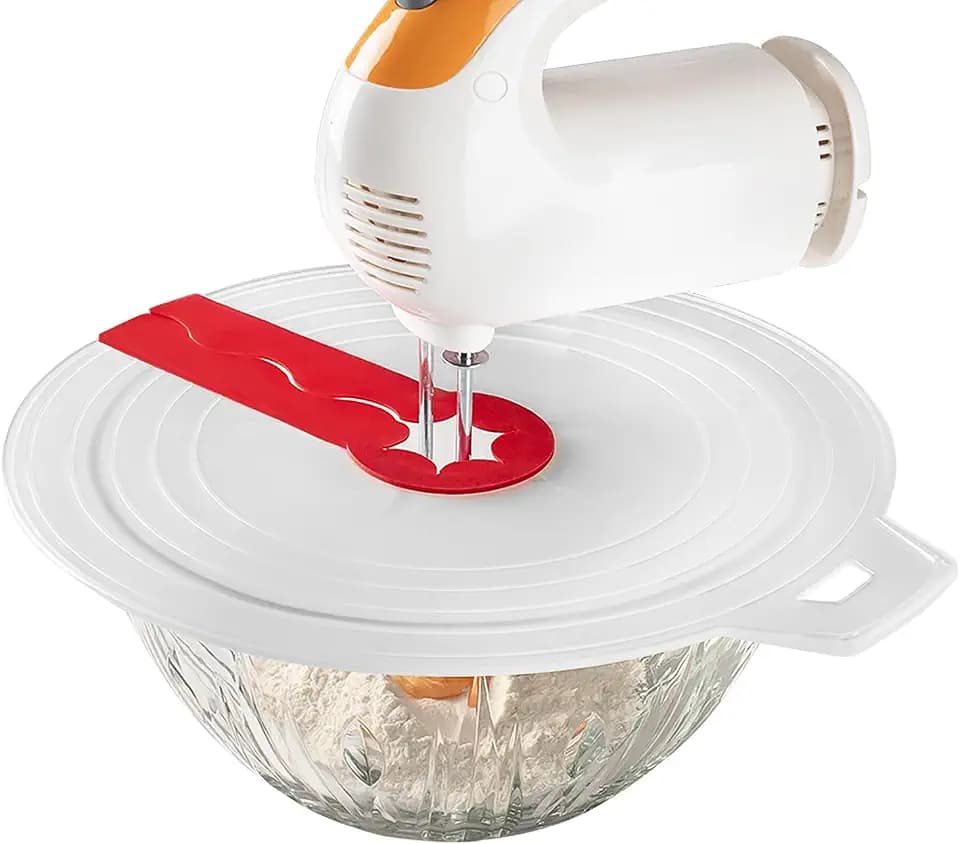 12 Inches Silicone Hand Mixer Splatter Guard, Compatible with Most Mixing Bowl Sizes and Types, Splash Guard for Hand Held Mixer, Shield for Crockpot