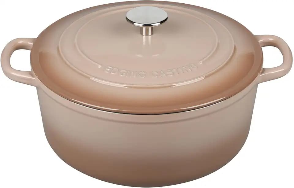 EDGING CASTING Enameled Dutch Ovens Cast Iron Dutch Oven Pot with Lid for Bread Baking, Cook, Dual Handle, 7 Quart, Mocha