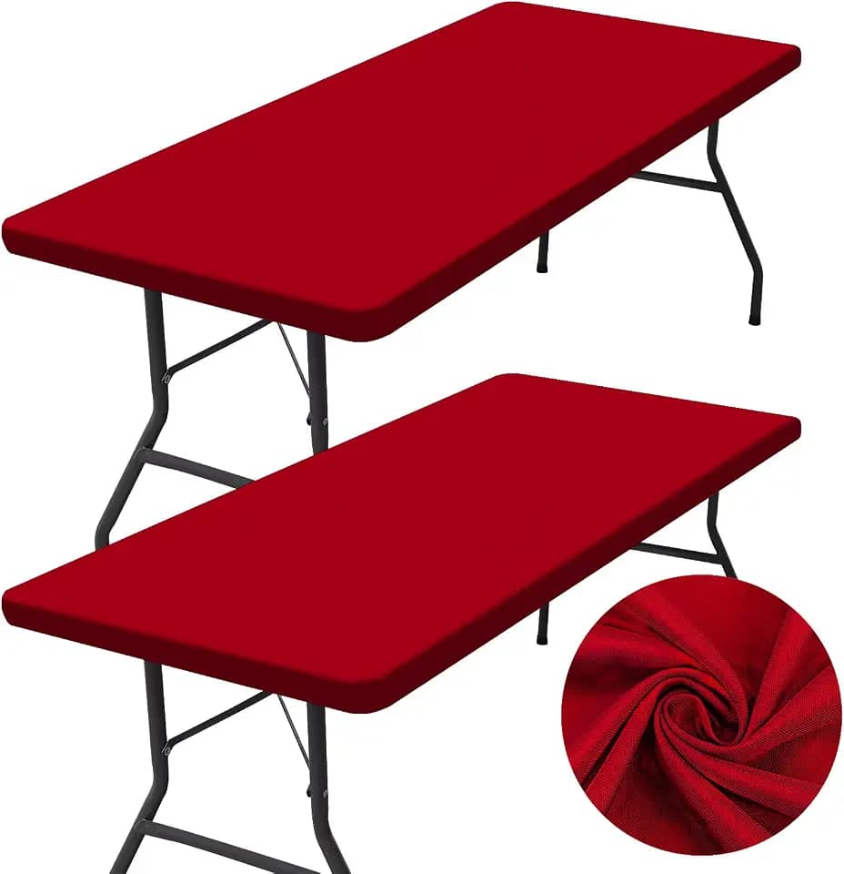 homing 2 Packs 6 Foot Rectangle Red Elastic Fitted Table Cloth