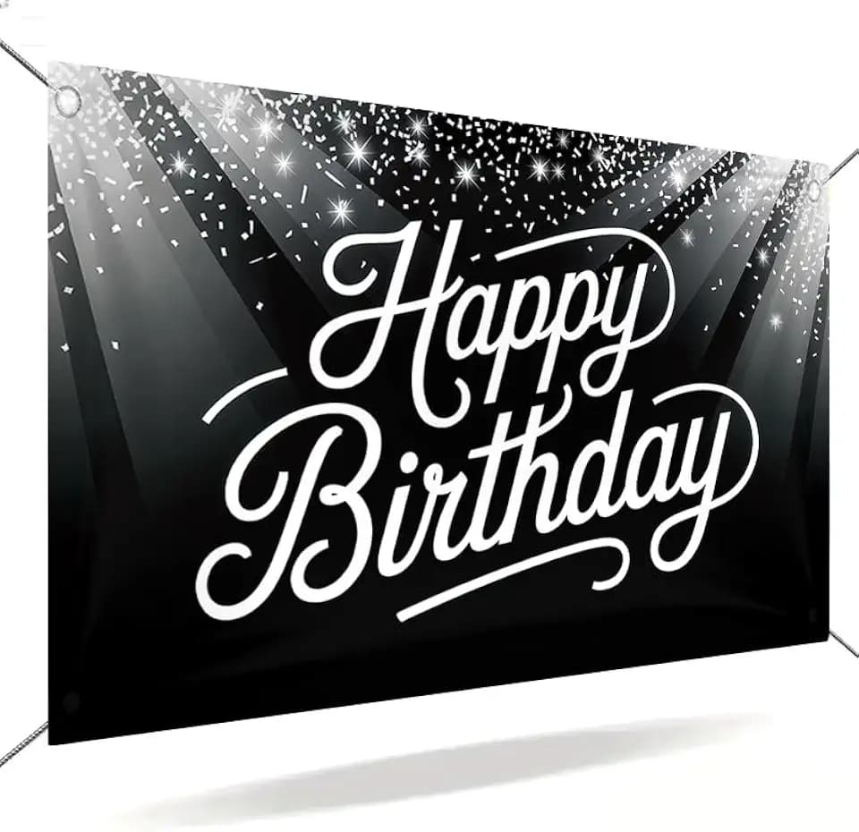 71x43 inch birthday party decoration wall, featuring large bold letters with polka dots and star background banner for a clean and classic birthday decoration
