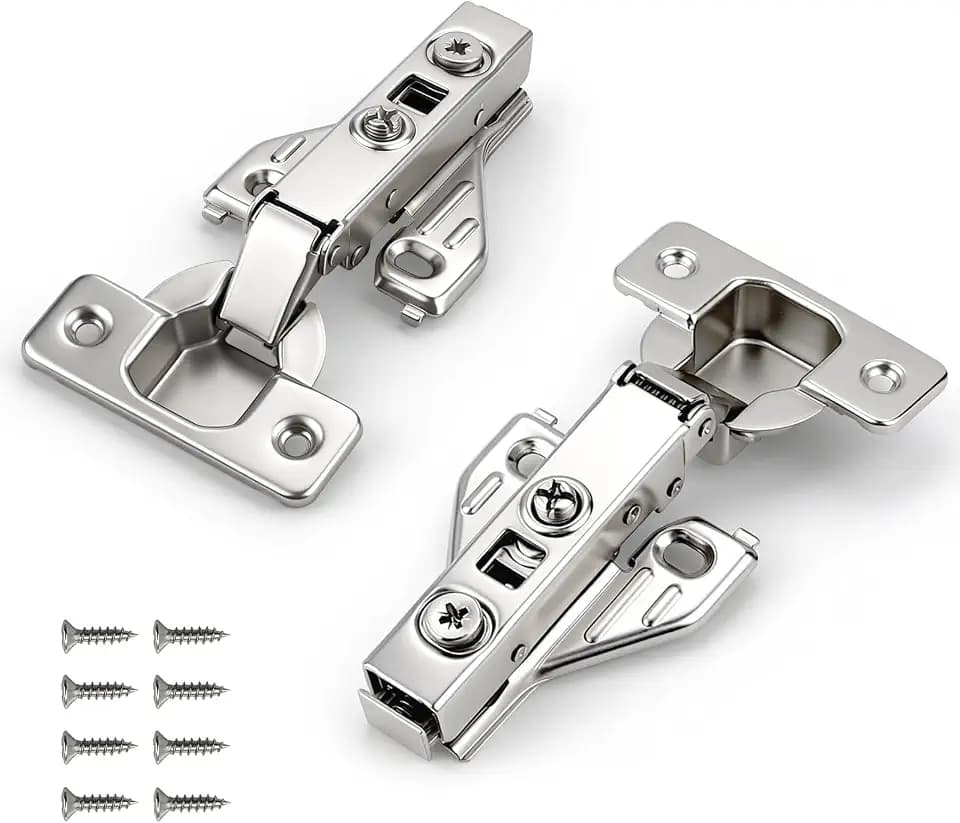 Probrico Full Overlay Soft Close Clip On Face Frame Mounting Cabinet Hinges, Nickel Plated, Modern, Zinc, Nickel, 15 Pair