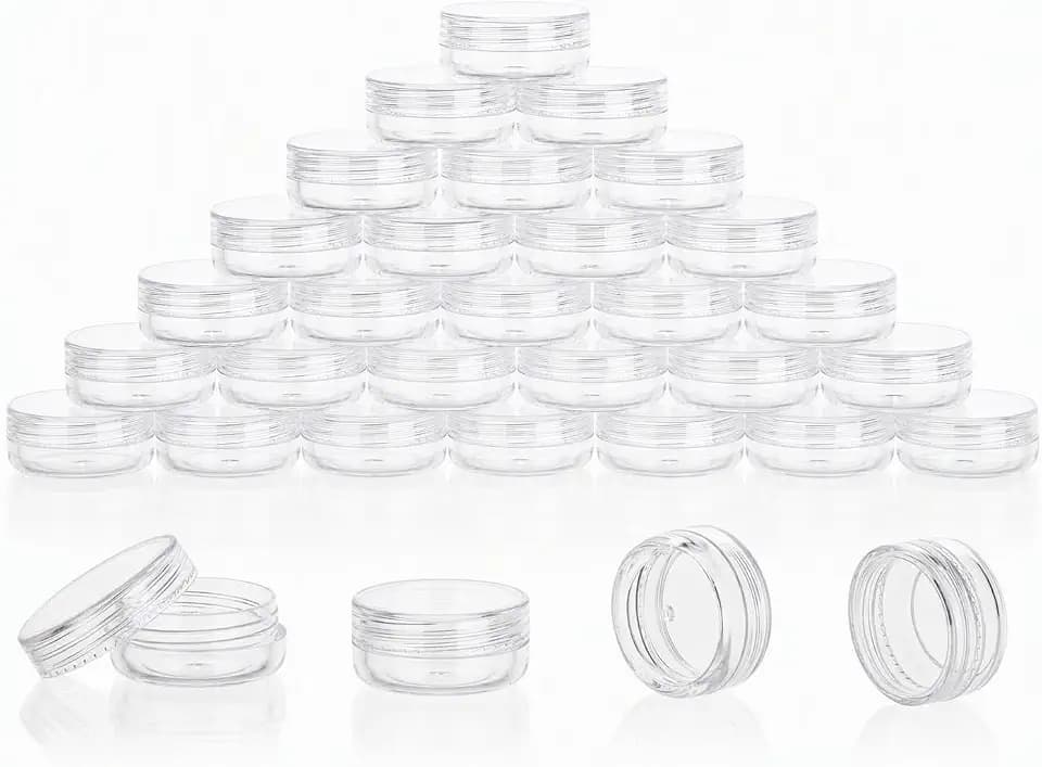 200 Count 3 Gram Sample Containers, Clear Lip Balm Jars