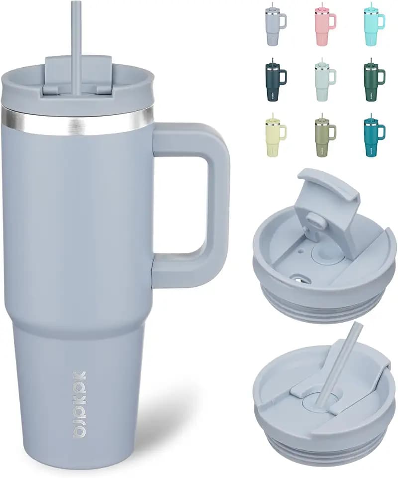 BJPKPK 30 oz Insulated Tumbler with Handle & Straw, Stainless Steel