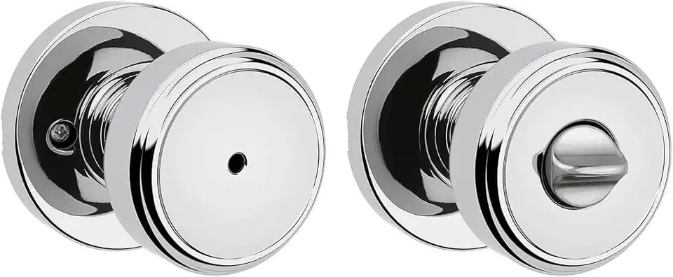 Kwikset Maven Privacy Door Knob for Bedroom and Bathroom, Polished Chrome