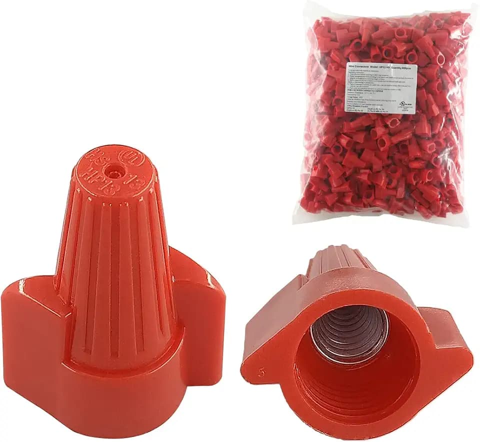 Red Winged Electrical Wire End Connectors Caps Bulk 500 Pack Large Twist-on Wire Connectors Nuts 18-8 AWG,HS P13 Type Screw Terminals