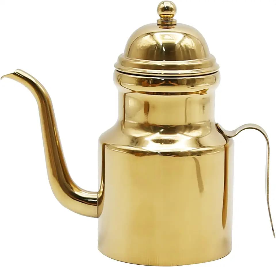 15oz Oil Dispenser, Stainless Olive Oil Dispenser,Vinegar Dispenser with Non-Slip Handle, Olive Oil Can for Kitchen Cooking Restaurant BBQ (Gold)