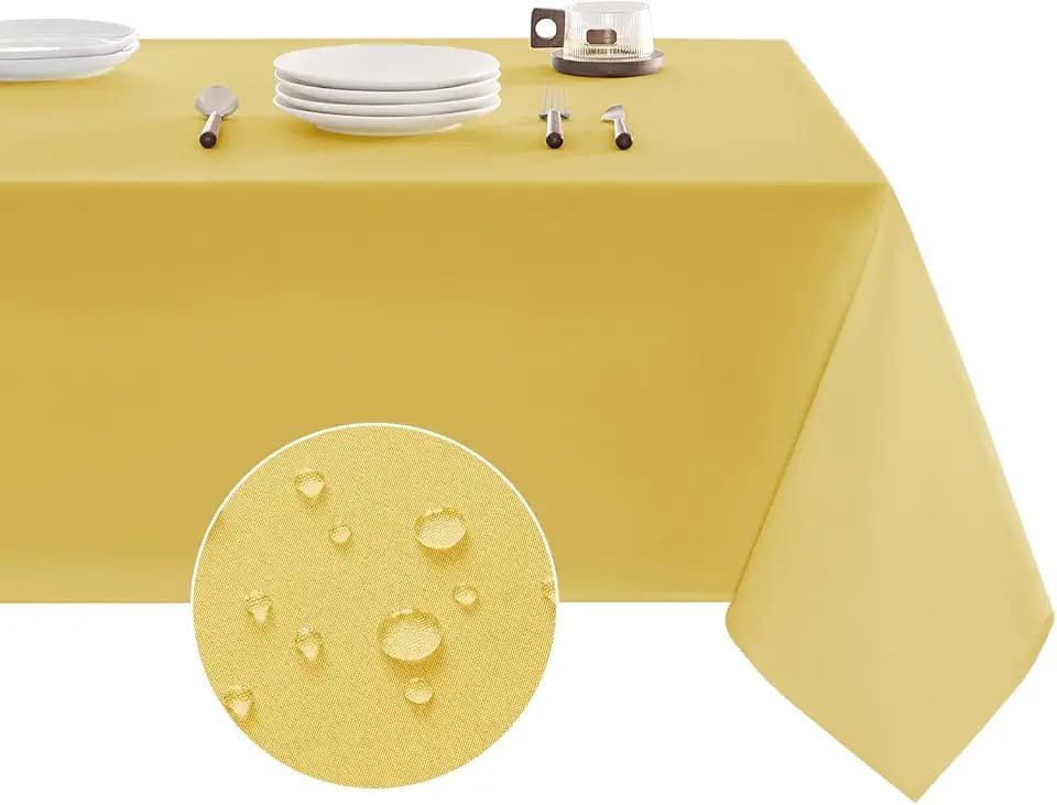 Veblandy Table Cloth Rectangle Waterproof Spill-Proof Wrinkle-Free Tablecloth Washable, Kitchen Dining Tabletop Decoration, Fabric Table Cover for Indoor and Outdoor Use, 60 x 120 Inch, Yellow
