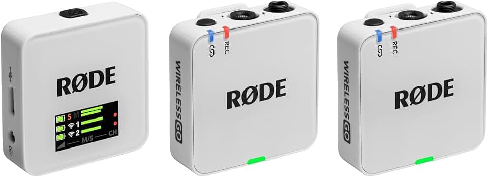 RØDE Wireless GO (Gen 3) – Kompakter kabelloser Mikrofon – Kristallklarer Klang, 32-Bit Float Aufnahme, automatische Pegelregelung, für Telefone, Kameras und Computer (Weiß)