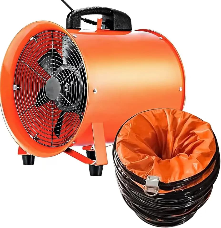12" Industrial Blower Fan,High-Powered 3200CFM Portable Blower/Exhaust Fan with 27ft Flexible Hose, 15ft Cable/Plug,Airflow for Crawl Spaces, Attics, BasementsAll-copper wire motors are more durable