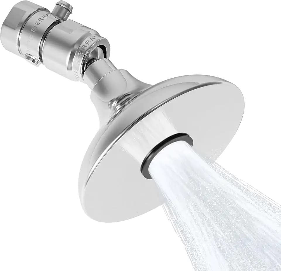 High Sierra® HALF DOME® Solid Lead-Free Metal 1.5 GPM Award Winning. Ultra Low Flow Shower Head with Trickle Valve. Patented Nozzle Never Clogs - Polished Chrome Finish