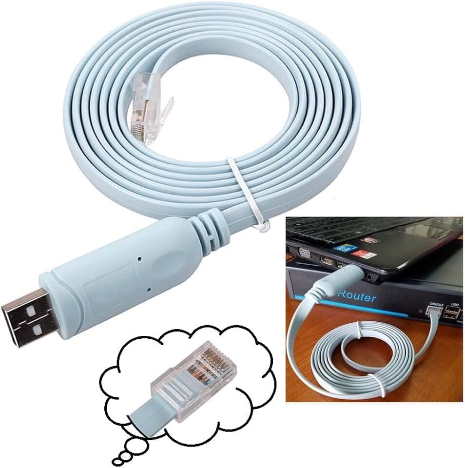 Cisco USB-Konsolenkabel, USB auf Rj45-Konsole für Windows/Vista/Mac/Linux (1,8 m) hellblau USB Light Blue 1.8m/6 Ft