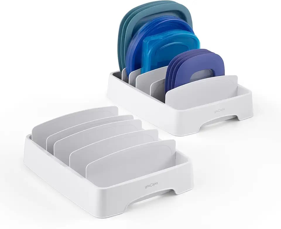 YouCopia StoraLid Adjustable Food Container Lid Organizer for Kitchen Cabinet Storage, Small, 2-Pack