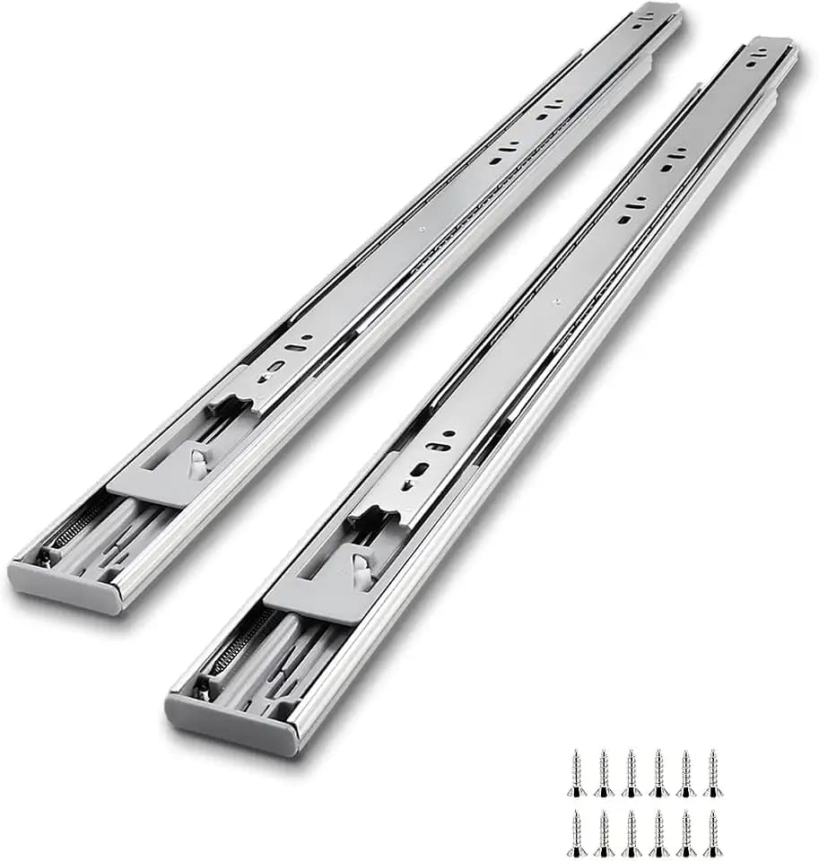 Soft Close Drawer Slides 20 Inch Side Mount 1 Pair, Heavy Duty 3-Fold Full Extension Ball Bearing Metal Rails Replacement Hardware Glides for Kitchen Cabinet Drawer Dresser Drawer