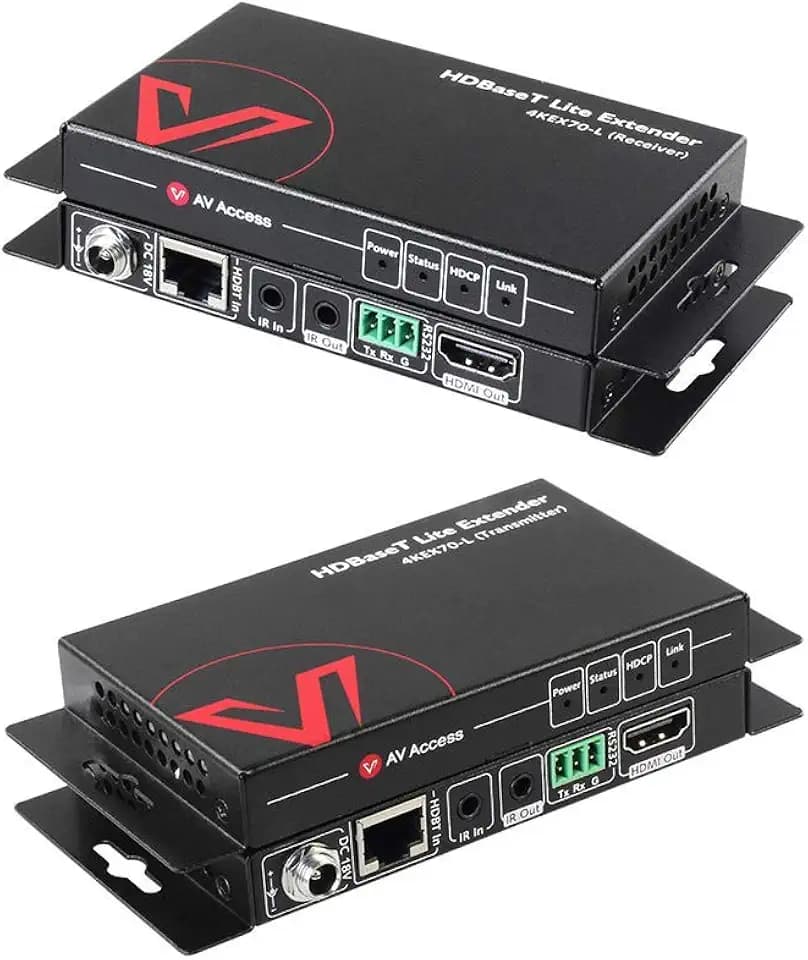 AV Access 4K HDMI Extender (HDBaseT) up to 70 m, UHD 4K @ 60Hz/30Hz HDR10 and 3D, EDID Management, CEC, HDCP 2.2, 2-Way PoE + IR + RS232, Zero Latency Over Cat5e/6a/7, Plug & Play