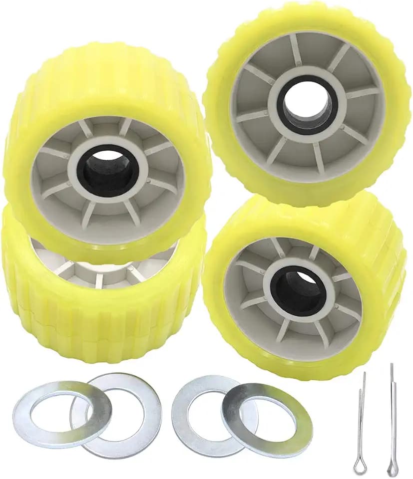 3" x 5" Boat Trailer Poly Ribbed Wobble Roller 1-1/8" Shaft Hole